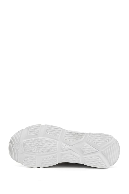 Kadın Bej Antik Fermuarlı Dolgu Taban Hakiki Deri Sneaker