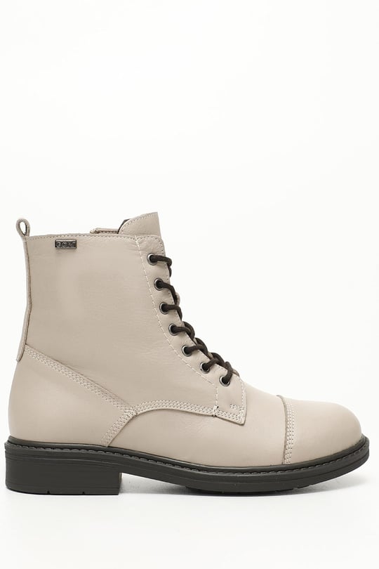 Kadın Bej Antik Fermuarlı Hakiki Deri Postal Bot