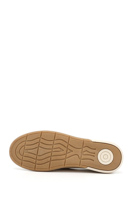 Kadın Bej Antik Tokalı Rok Hakiki Deri Comfort Loafer