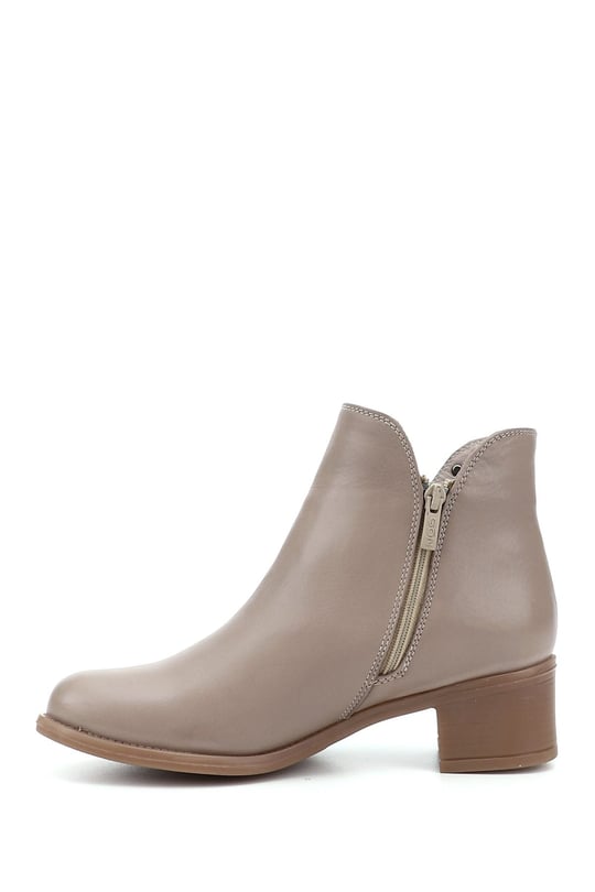 Gön Genuine Leather Round Toe Heel Zipper Tassel Women's Boots 52424