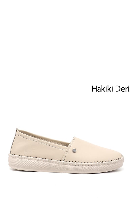 Women's Beige Genuine Leather Comfort Shoes