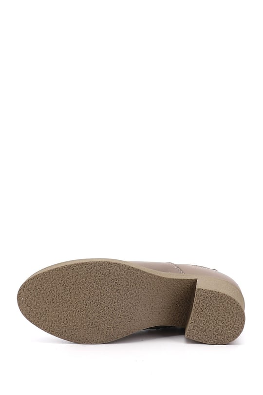 Women's Beige Zippered Chunky Heel Genuine Leather Chelsea Boots