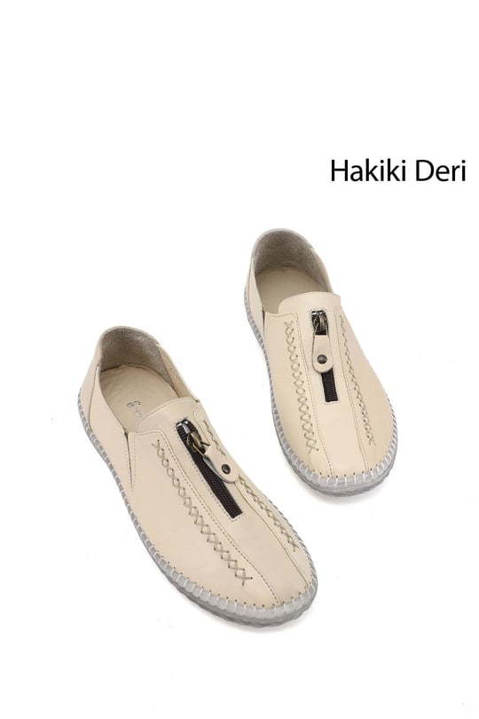 Kadın Bej Hakiki Deri Comfort Ayakkabı