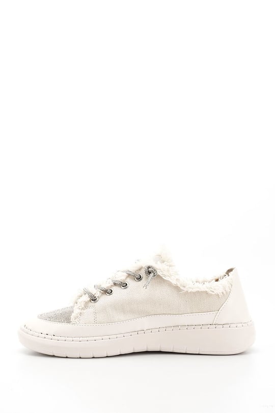 Kadın Bej Kot Triko Taşlı Comfort Dolgu Taban Sneaker