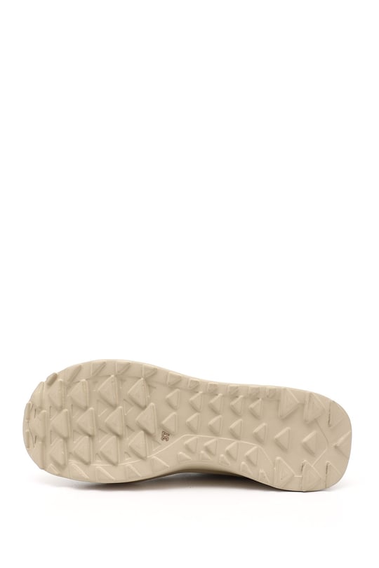 Women's Beige Genuine Leather Lace-Up Sneakers