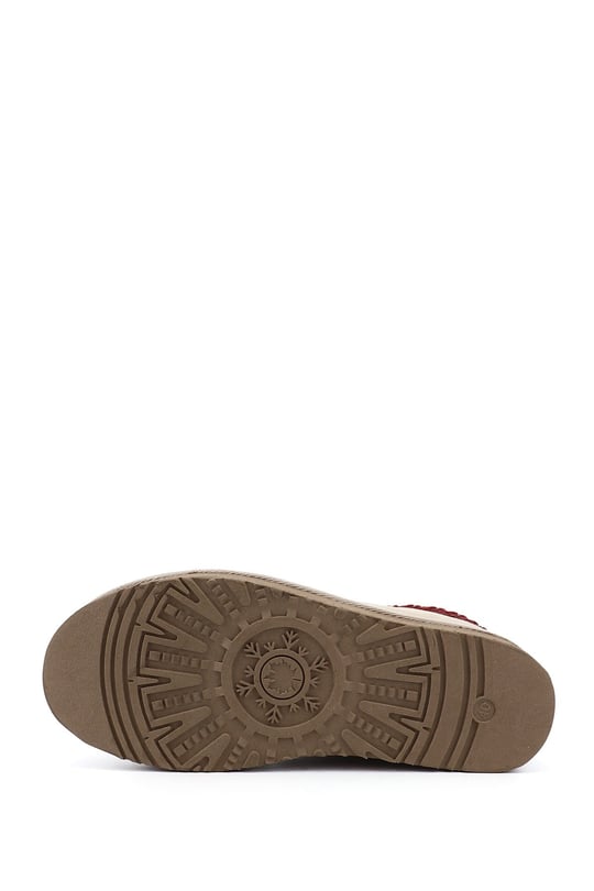 Women's Beige Nubuck W Tazz Thick Soled Genuine Leather Fur Slippers