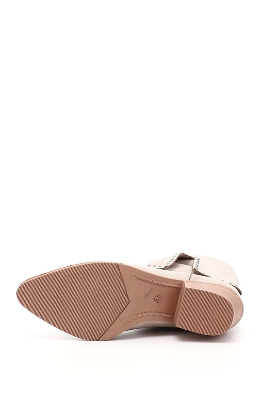 Women's Beige Suede Heeled Boots