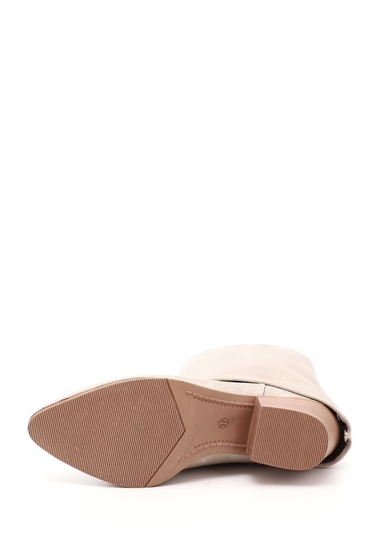 Women's Beige Suede Heeled Boots