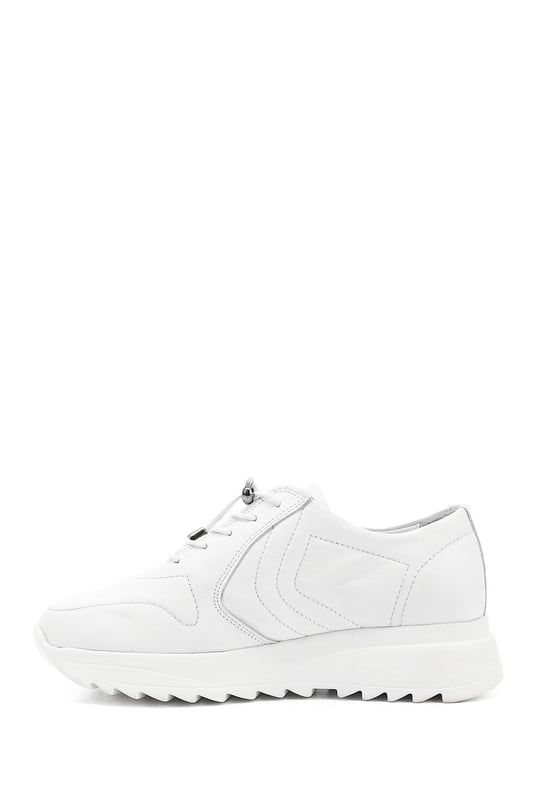 Kadın Beyaz Antik Bağcıklı Dolgu Taban Hakiki Deri Sneaker