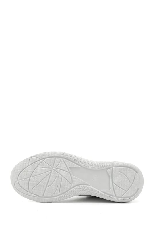 Kadın Beyaz Bağcıklı Dolgu Taban Hakiki Deri  Sneaker