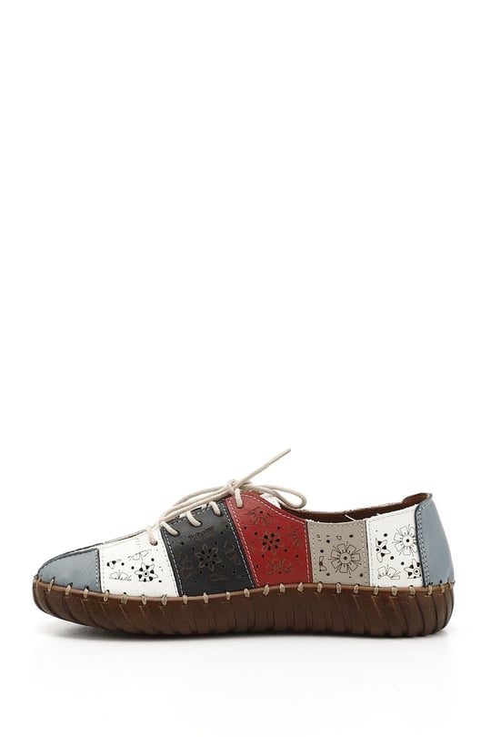 Women's White Lace-Up Genuine Leather Comfort Shoes