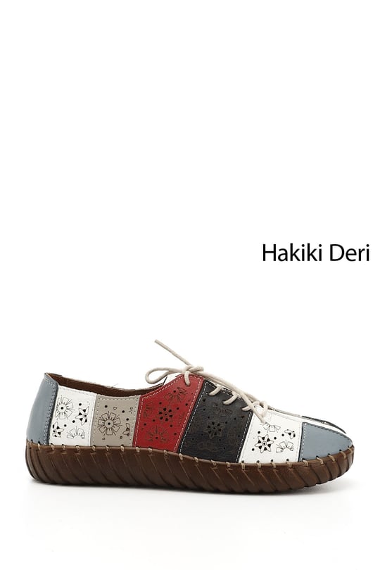 Women's White Lace-Up Genuine Leather Comfort Shoes