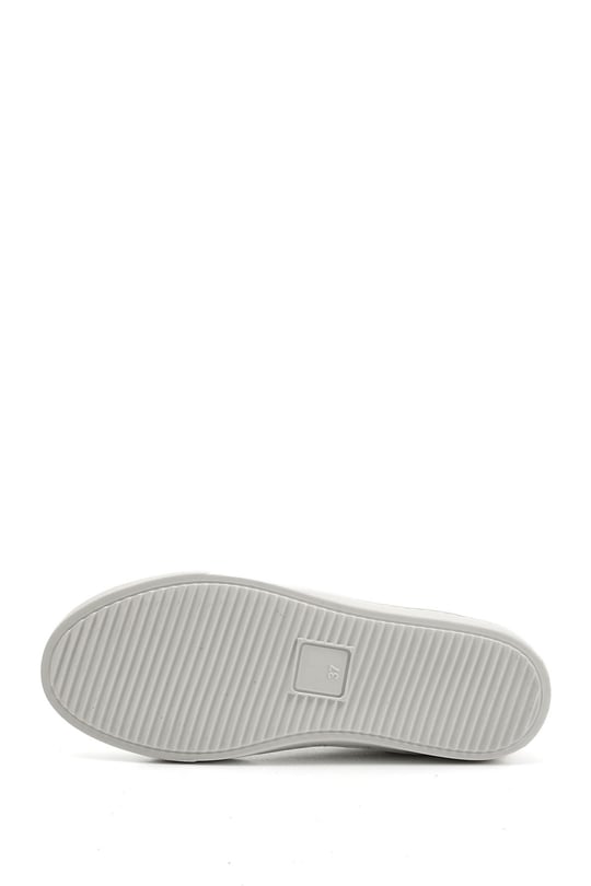 Kadın Beyaz Bağcıklı Termo Taban Hakiki Deri Sneaker
