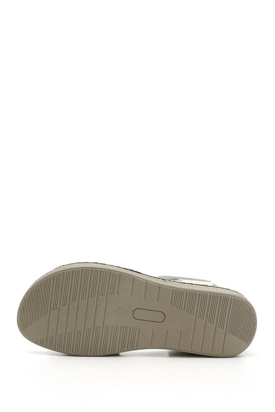 Kadın Beyaz Cırt Bantlı Dolgu Topuk Hakiki Deri Comfort Sandalet