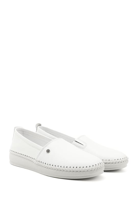 Women's White Genuine Leather Comfort Shoes