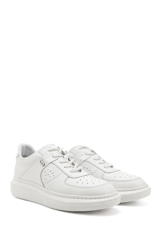 Kadın Beyaz Dolgu Taban Hakiki Deri Sneaker