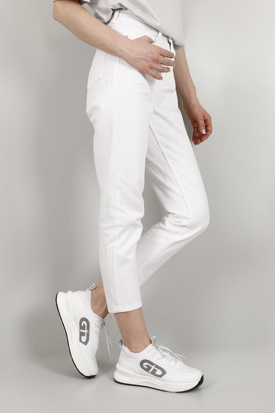 Kadın Beyaz Dolgu Taban Triko Comfort Sneaker