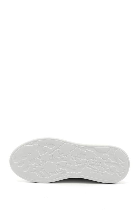 Kadın Beyaz Lastik Bağcıklı Comfort Dolgu Taban Hakiki Deri Sneaker