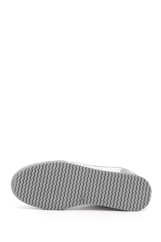 Kadın Beyaz Lastik Bağcıklı Hakiki Deri Sneaker