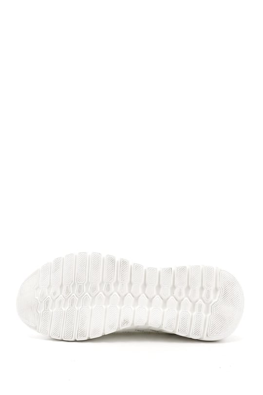Women's White Knitted Comfort Sneakers with Stoned Memory Foam Insoles