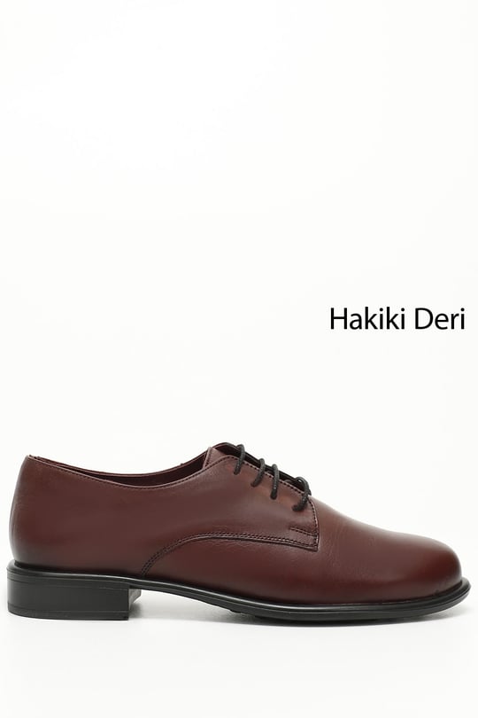 Women's Burgundy Antique Lace-Up Genuine Leather Oxford Shoes