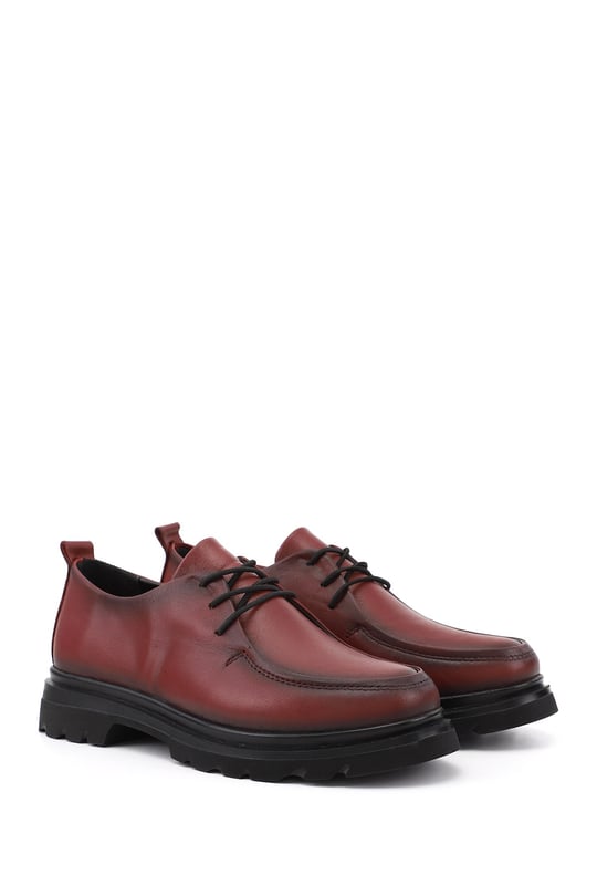 Kadın Bordo Antik Bağcıklı Hakiki Deri Comfort Ayakkabı
