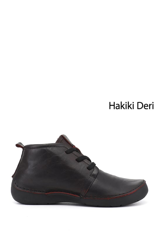 Kadın Bordo Antik Bağcıklı Hakiki Deri Comfort Bot