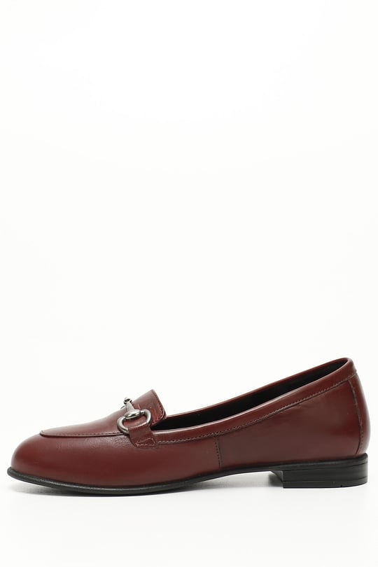 Women Bordeaux Antique Genuine Leather Buckled Ballet Flats
