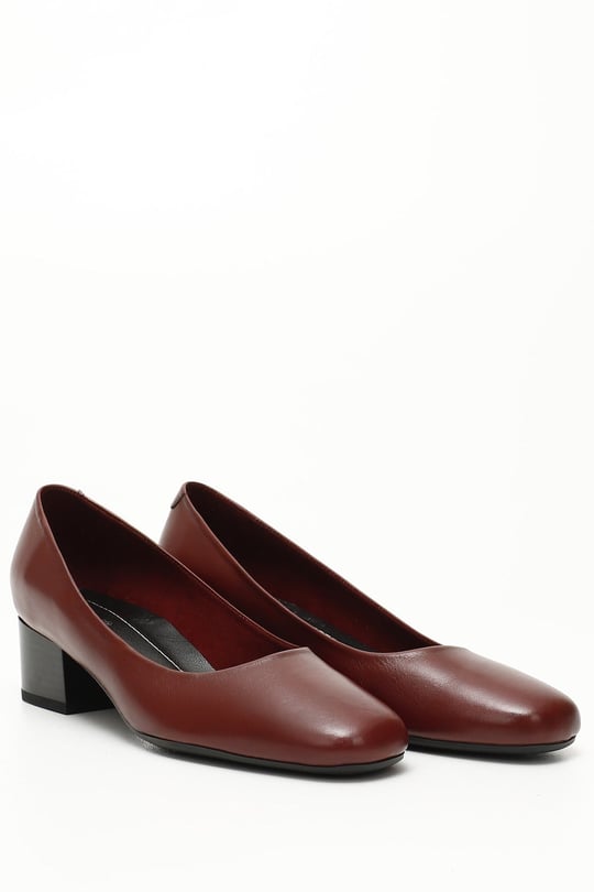 GÖNDERİ(R)  Genuine  leather round nose short thick heels women shoes 24100