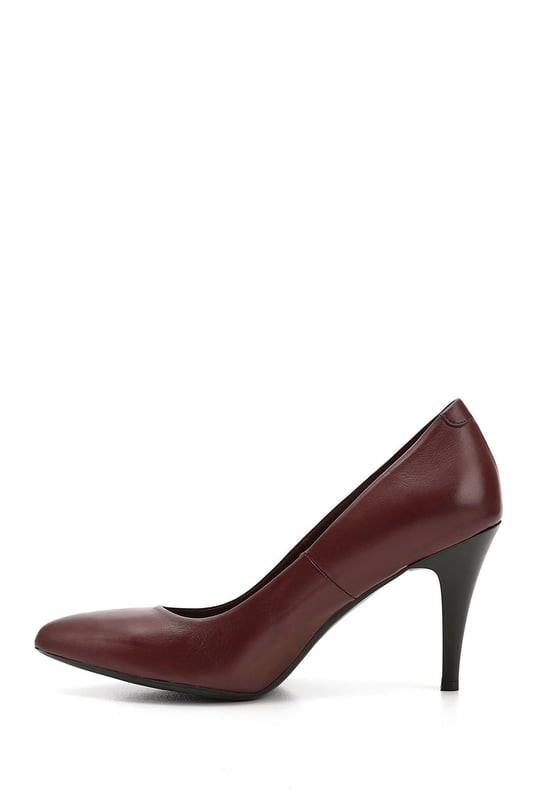 Kadın Bordo Antik Sivri Burun İnce Topuklu Hakiki Deri Stiletto