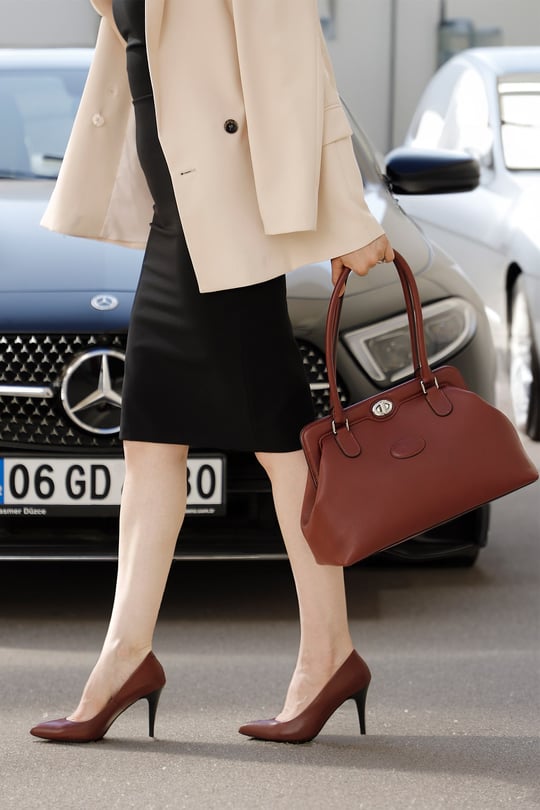 Kadın Bordo Antik Sivri Burun İnce Topuklu Hakiki Deri Stiletto