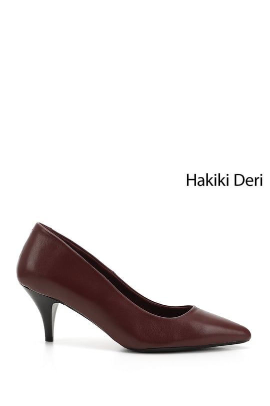 Kadın Bordo Antik Sivri Burun İnce Topuklu Hakiki Deri Stiletto