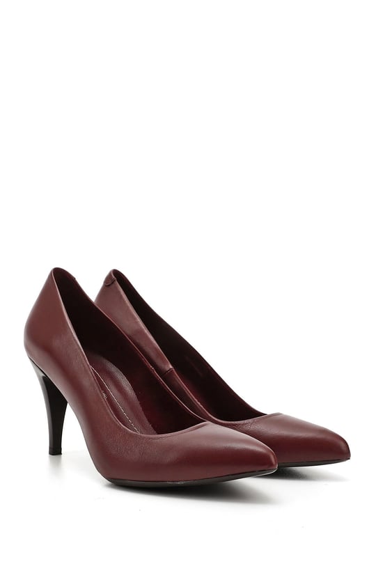 Kadın Bordo Antik Sivri Burun İnce Topuklu Hakiki Deri Stiletto