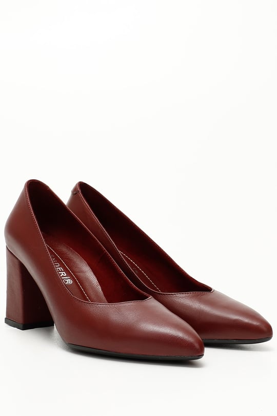 GÖNDERİ(R)  Genuine  leather pointed toe high thick heels women shoes 24171