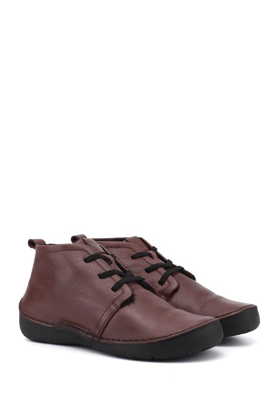 Women's Burgundy Lace-up Genuine Leather Comfort Boots