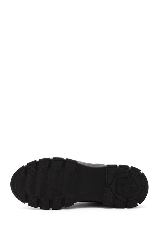 Kadın Bordo Floter Fermuarlı Kauçuk Taban Hakiki Deri Postal Bot