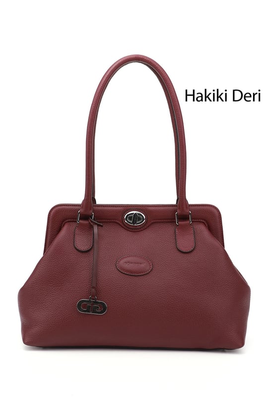 Kadın Bordo Floter Hakiki Deri El ve Omuz Çantası