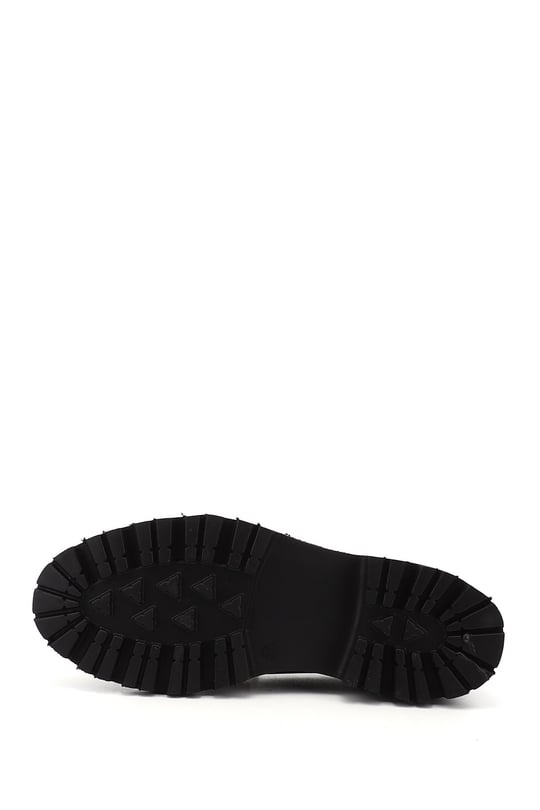 Kadın Bordo Kalın Topuklu Tokalı Hakiki Deri Loafer Ayakkabı