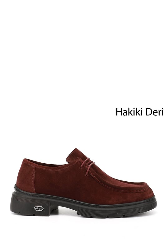 Kadın Bordo Süet Bağcıklı Hakiki Deri Comfort Ayakkabı