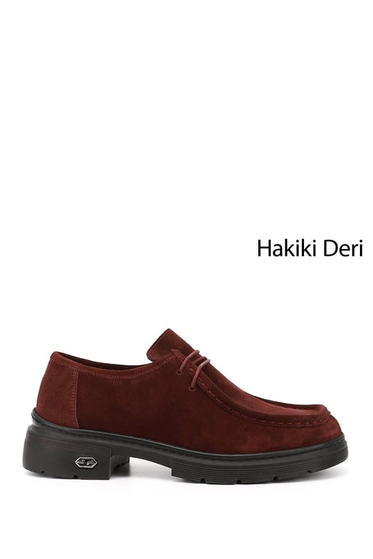 Women's Burgundy Suede Lace-up Genuine Leather Comfort Shoes