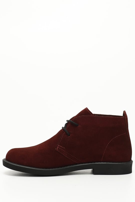 Gon Genuine Leather Round Toe Rubber Sole Lace-up Women's Casual Boots  51423