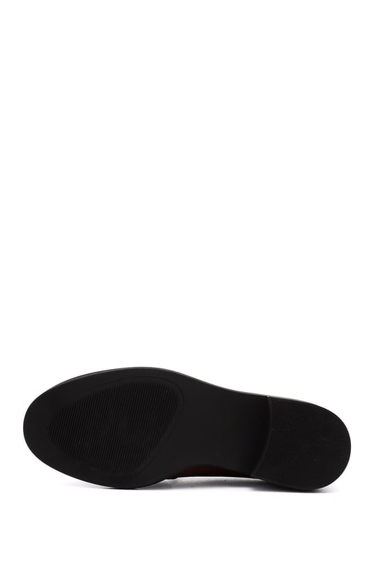 Kadın Bordo Tokalı Hakiki Deri Loafer Ayakkabı