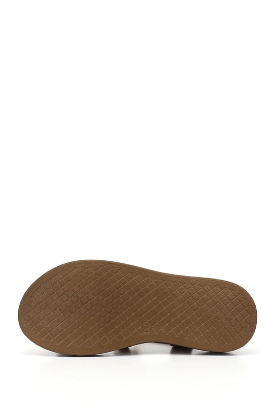 Women's Tan Genuine Leather Comfort Sandals with Velcro Straps