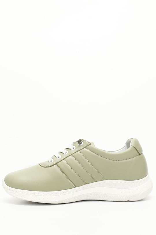 Kadın FISTIK YEŞİLİ Bağcıklı Dolgu Taban Hakiki Deri Sneaker