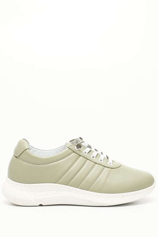 Kadın FISTIK YEŞİLİ Bağcıklı Dolgu Taban Hakiki Deri Sneaker