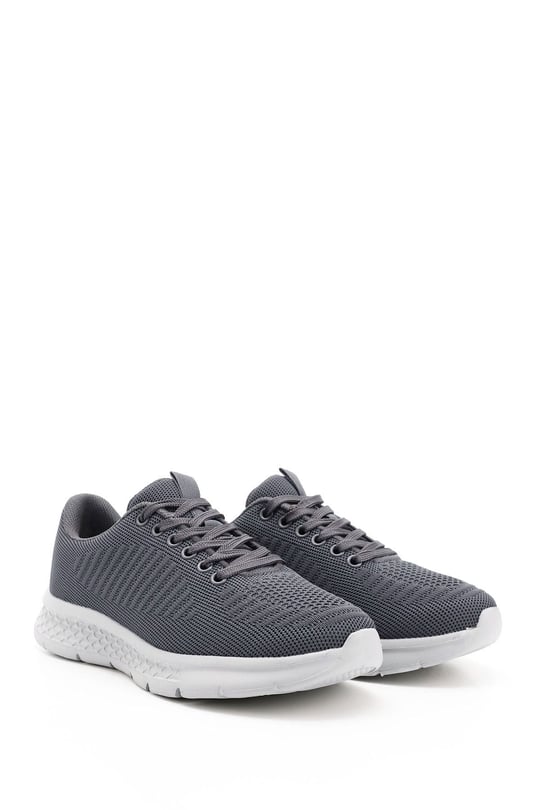 Kadın Füme Triko Bağcıklı Comfort Dolgu Taban Sneaker