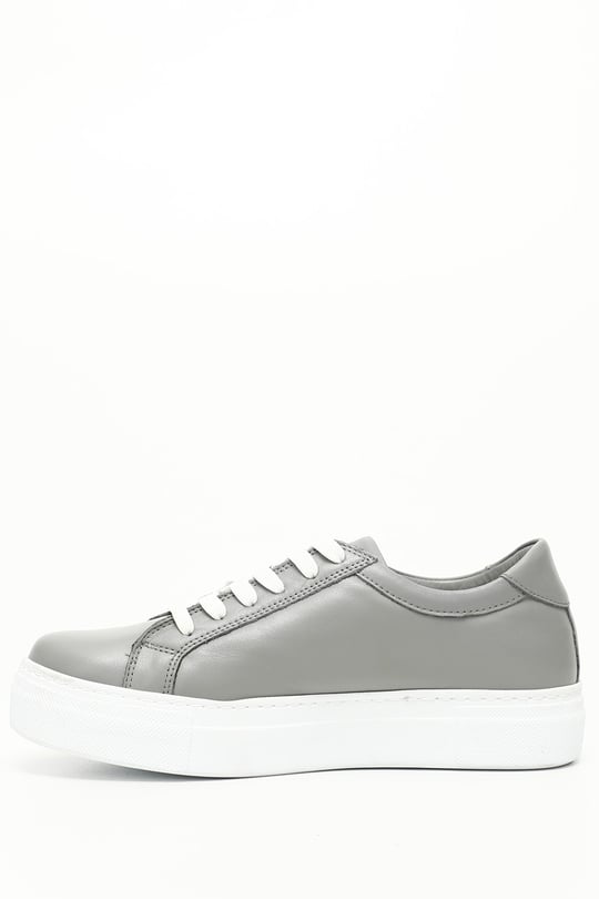 Kadın Gri Antik Bağcıklı Dolgu Taban Hakiki Deri Sneaker