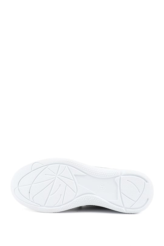 Kadın Gri Bağcıklı Dolgu Taban Hakiki Deri Sneaker