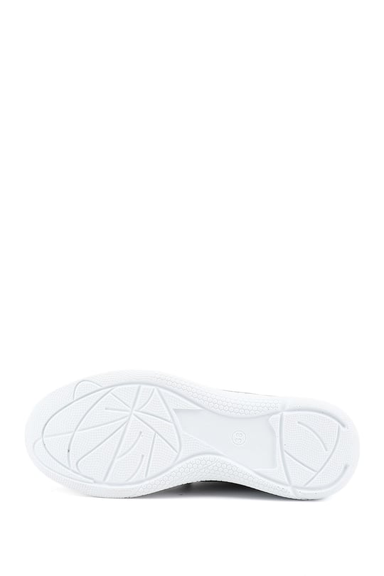Kadın Gri Bağcıklı Dolgu Taban Hakiki Deri Sneaker