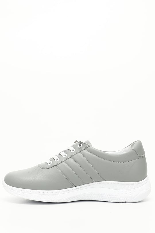 Kadın Gri Bağcıklı Dolgu Taban Hakiki Deri Sneaker